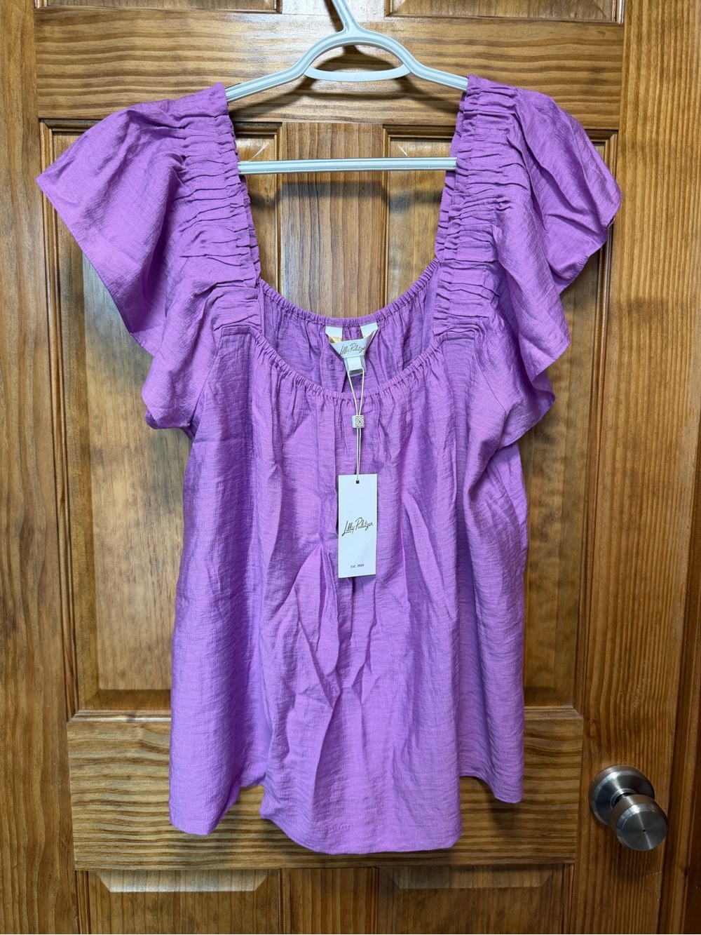 NWT Lilly Pulitzer Caralisa Lilac Ruffle Short Sleeve Top- Size XL